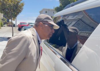 Conservative author Shelby Steele and his filmmaker son Eli were given a San Francisco welcome when vandals broke into their car Wednesday and stole roughly $30,000 of camera equipment.