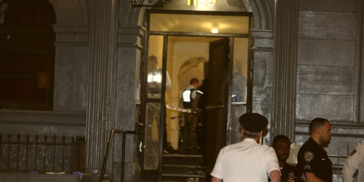 Police at the scene of a person fatally shot at 1199 Boston Rd. in the Bronx.