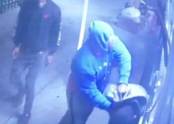 A frightening robbery was caught on camera at a taco truck in South Los Angeles overnight.