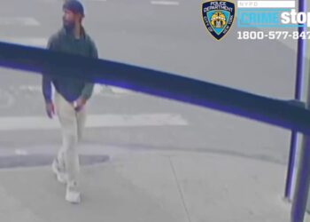 A surveillance image of the suspect in the knifepoint attempted robbery at East 161st Street and Grand Concourse in Concourse Village.