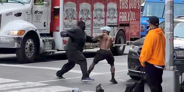 A man was stabbed by another at the corner of West 30th Street and 7th Avenue in Manhattan