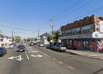 The scene of the shooting on Beach Channel Drive near Amstel Boulevard in Far Rockaway