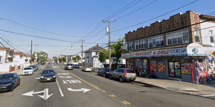 The scene of the shooting on Beach Channel Drive near Amstel Boulevard in Far Rockaway