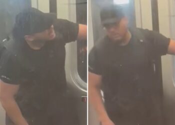 The suspect is seen on board the southbound 7 train, approaching 90th Street-Elmhurst Avenue.