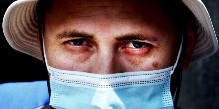 Lt. Jonathan Cedeno wearing a medical mask