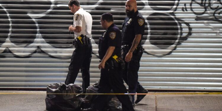 The scene where a 16-year-old girl was struck by a stray bullet at Utica Avenue and Linden Blvd.
