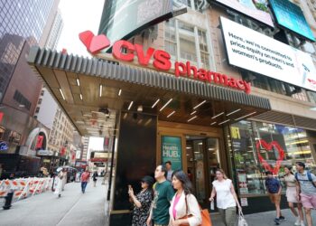 CVS pharmacy, exterior overview this afternoon.  Located at corner of W 49 ST and Broadway.