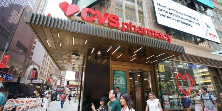 CVS pharmacy, exterior overview this afternoon.  Located at corner of W 49 ST and Broadway.
