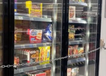 San Francisco Walgreens with chained freezer section