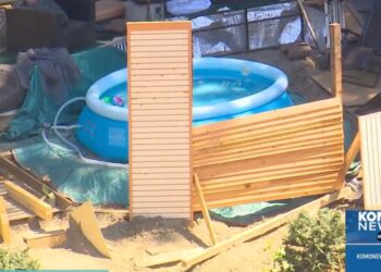 Swimming pool in homeless encampment.