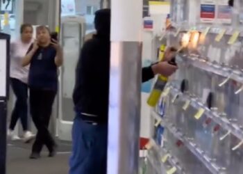 Shocking footage captured the moment a New York City thief targeted a Walgreens in Queens with a blowtorch,
