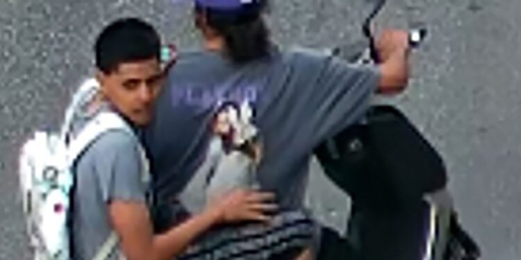 Photos released by the NYPD show the scooter-riding suspects who allegedly knocked a yarmulke off a Jewish man's head.