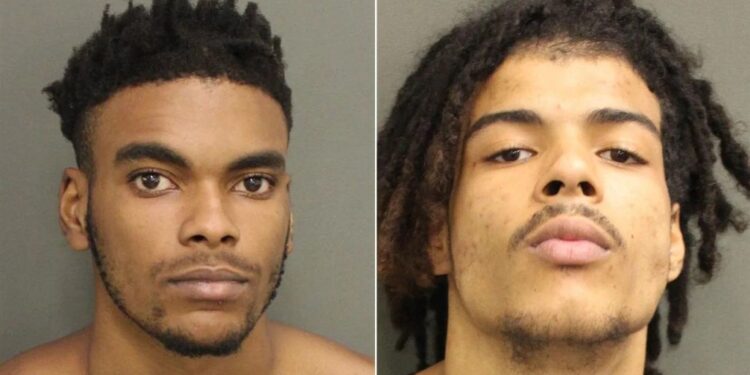 Kevin Holmes, 21, and Damon Tromp, 19, arrested after woman escapes dog cage captivity.