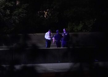 The scene where a fatal motorcycle accident took place on the southbound Henry Hudson Parkway