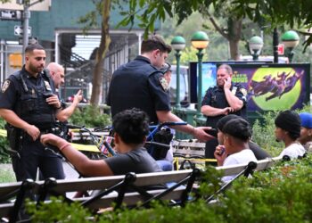 A teen was knifed inside Elizabeth H. Berger Plaza Park in lower Manhattan.