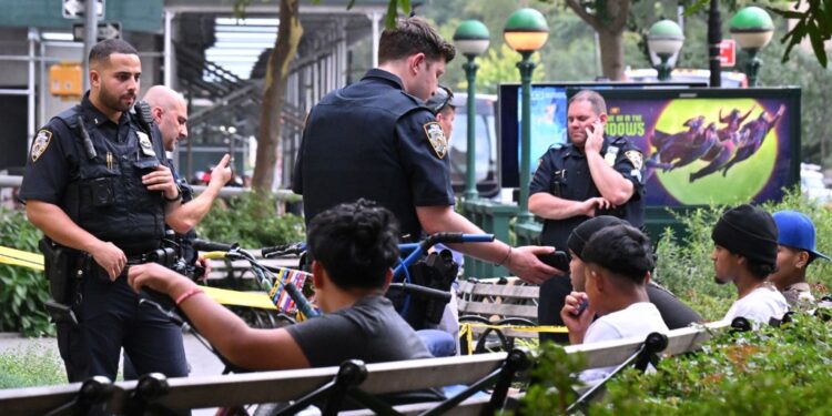 A teen was knifed inside Elizabeth H. Berger Plaza Park in lower Manhattan.