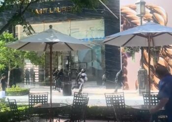 About 30 thieves quickly hit the store around 5 p.m. on Tuesday, police said.