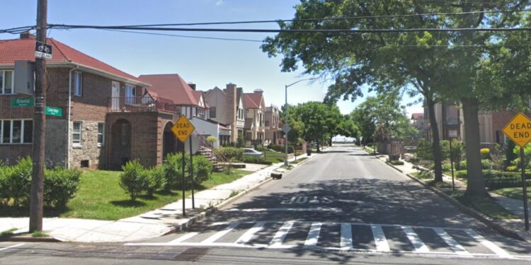 Google map view of residential street near Coleridge Street and Oriental Boulevard in Brooklyn.