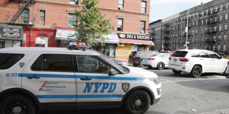 An NYPD Patrol car from the 40th Police Precinct patrolling