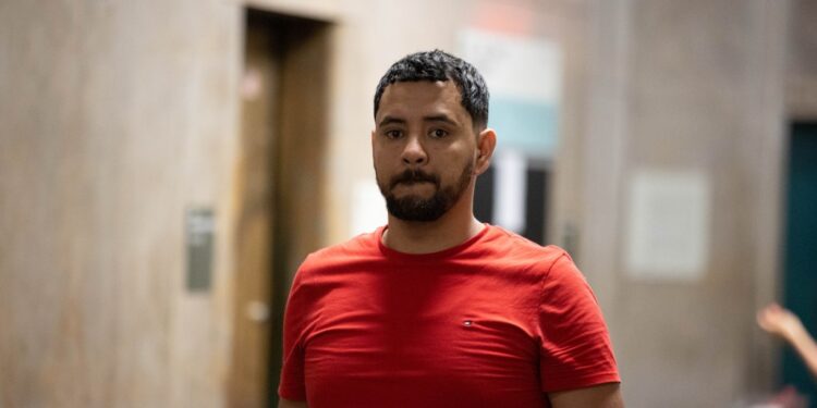 Christopher Aquillon allegedly punched his 33-year-old wife in the face as she held her 2-year-old son, while demanding her cell phone inside the shelter.