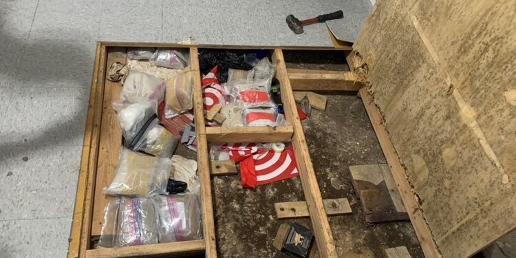 Police found a secret door in the kids’ play room that led to a space with even more drugs, the sources said.