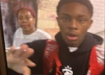 A teen boy and a woman punched and kicked a female straphanger during a clash that erupted after one of the assailants bumped into the victim on a Bronx subway platform, cops said Friday.