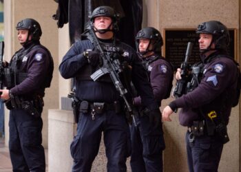 A team of Critical Response Command officers are seen at Madison Square Garden.