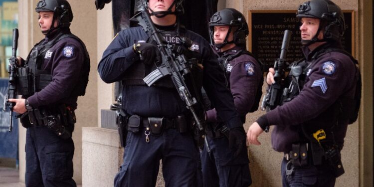 A team of Critical Response Command officers are seen at Madison Square Garden.