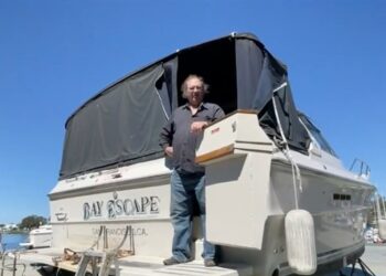 Steven Young on his wrecked boat