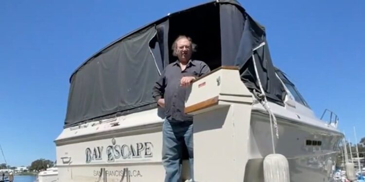 Steven Young on his wrecked boat