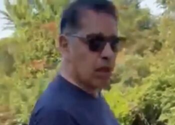 The suspect in the baton assault in Central Park, seen in a grab from surveillance footage, taken by the victim's daughter.