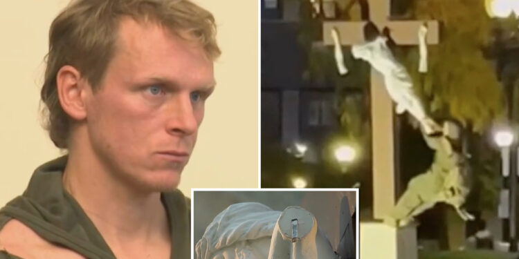 Michael Patzelt allegedly vandalizes Boston Jesus statue