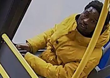 A grab from surveillance footage, showing the suspect in the hate crime assault on a Queens MTA bus.