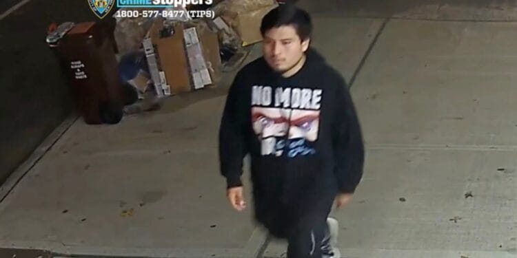 The suspect in the Park Slope sexual assault is seen wearing a sweatshirt emblazoned with the eyes of the Chucky character and the phrase, “No More Mr. Good Guys.”