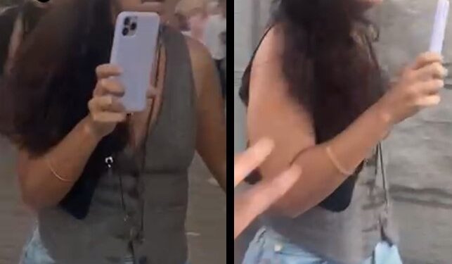 A photo of the woman who allegedly slapped a man on the Brooklyn Bridge on Saturday evening while uttering "anti-ethnic statements."