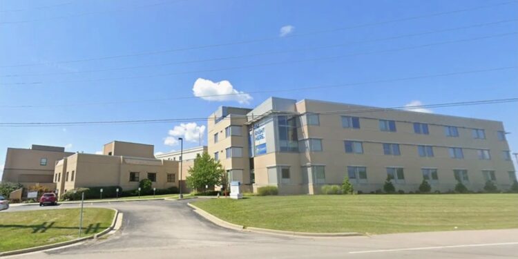 Dearborn County Sheriff's Deputies followed Mondal's car to St. Elizabeth Dearborn hospital, pictured, after he reported that he'd shot his wife. In the parking lot, detectives wrote, Stacy Mondal was covered in blood and "slumped over."