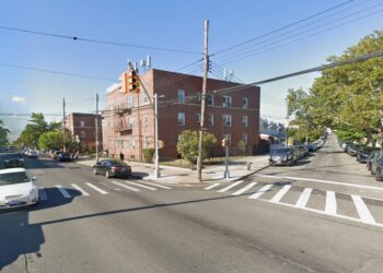 General view of 60th Road and Fresh Pond Road intersection in Ridgewood, Queens.