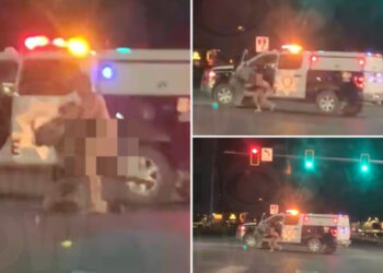 Naked man fights Las Vegas cop, steals patrol vehicle and causes serious crash: Video