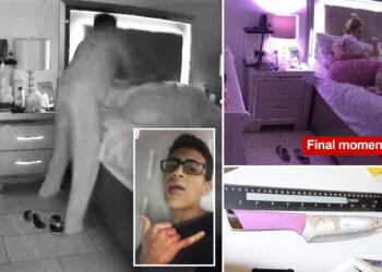 Chilling footage shows Florida honors student Derek Rosa lurking over mom's bed moments before he allegedly stabbed her to death