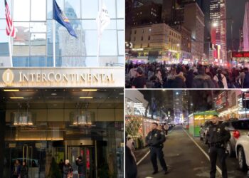 Kids toss alcohol bottles from Times Square hotel, injure woman