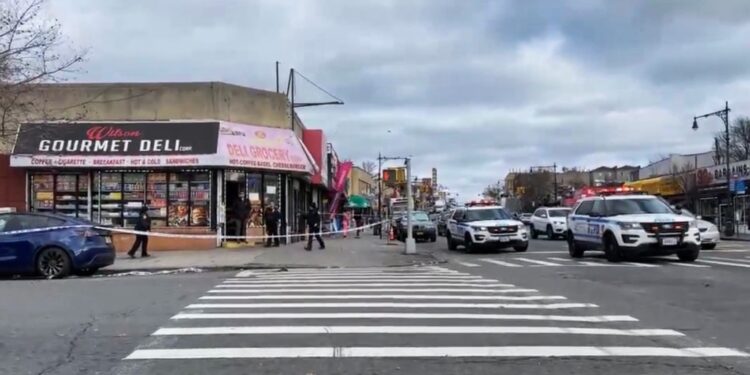 The 18-year-old victim was blasted twice in the chest and once in the right arm at Boston Road and Wilson Avenue in the Williamsbridge neighborhood around 11:30 a.m., police said. 