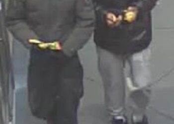 A picture of two newststand robbery suspects released by the NYPD.