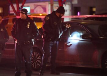 Scene after an NYPD officer was injured by a driver.