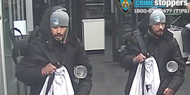 The suspect in the violent Upper East Side attempted robbery of a 91-year-old man, seen in NYPD surveillance images.