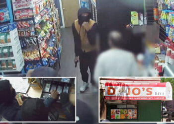 Heart-pounding video shows masked robbers storm NYC deli, hold cashier at gunpoint in disturbing scene