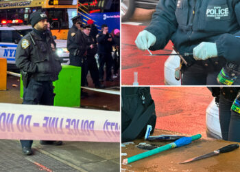 Teen stabbed in wild brawl involving dozens of people -- including migrants -- in Times Square: NYPD