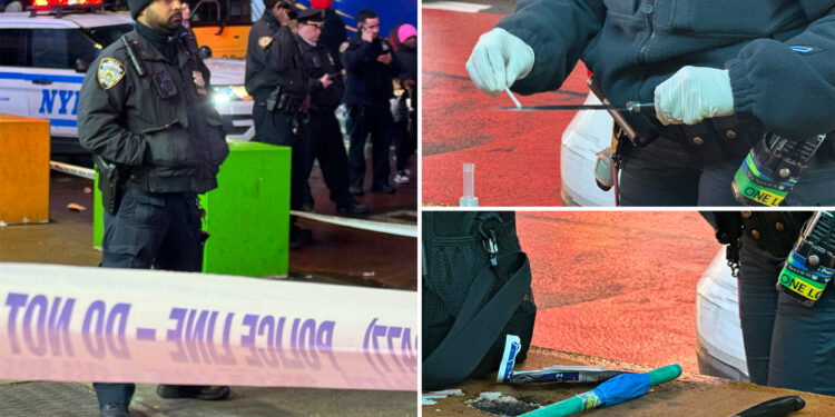 Teen stabbed in wild brawl involving dozens of people -- including migrants -- in Times Square: NYPD