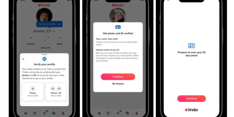 Screenshot of Tinder verification process