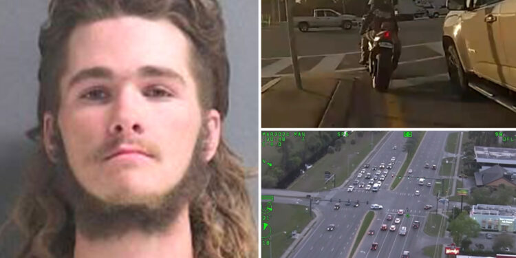 Florida motorcyclist Ashtin Jarvis with 'WILL RUN' plate leads cops on chase