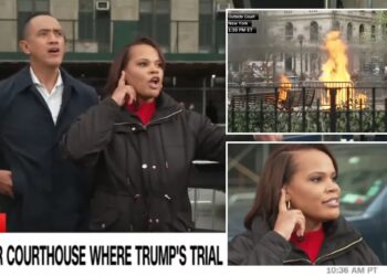 CNN anchors watch man set himself on fire at Trump trial